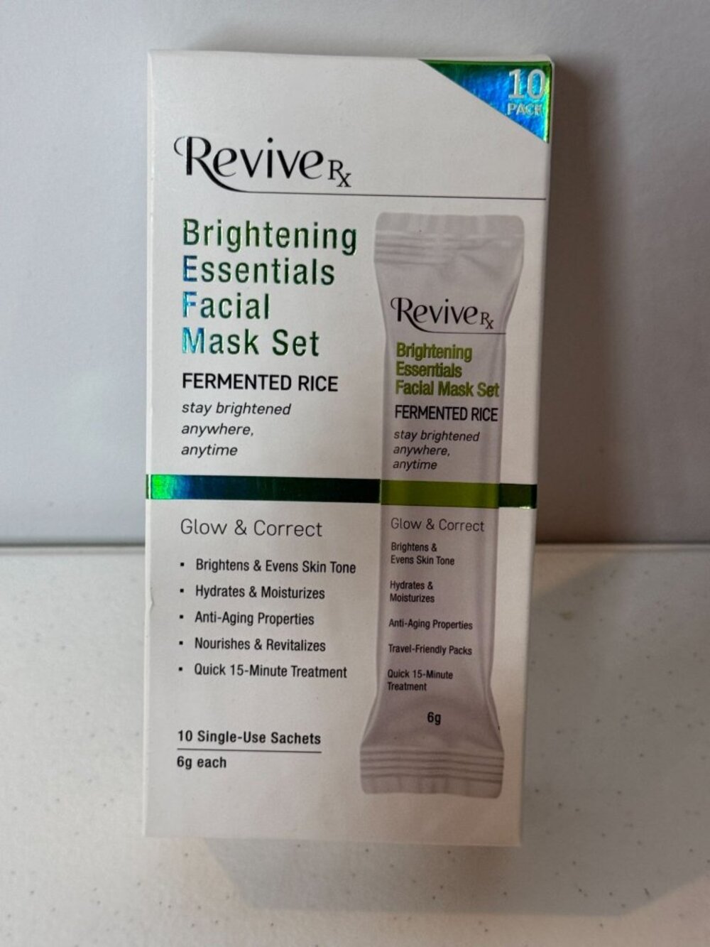 ReviveRx Fermented Rice Facial Mask 10 Pack Brightening Skincare New
